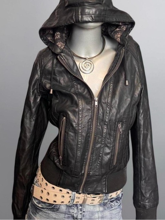 Warehouse Jackets & Blazers - ❌SOLD❌ WarehouseY2K Black faux-leather bomber Jacket